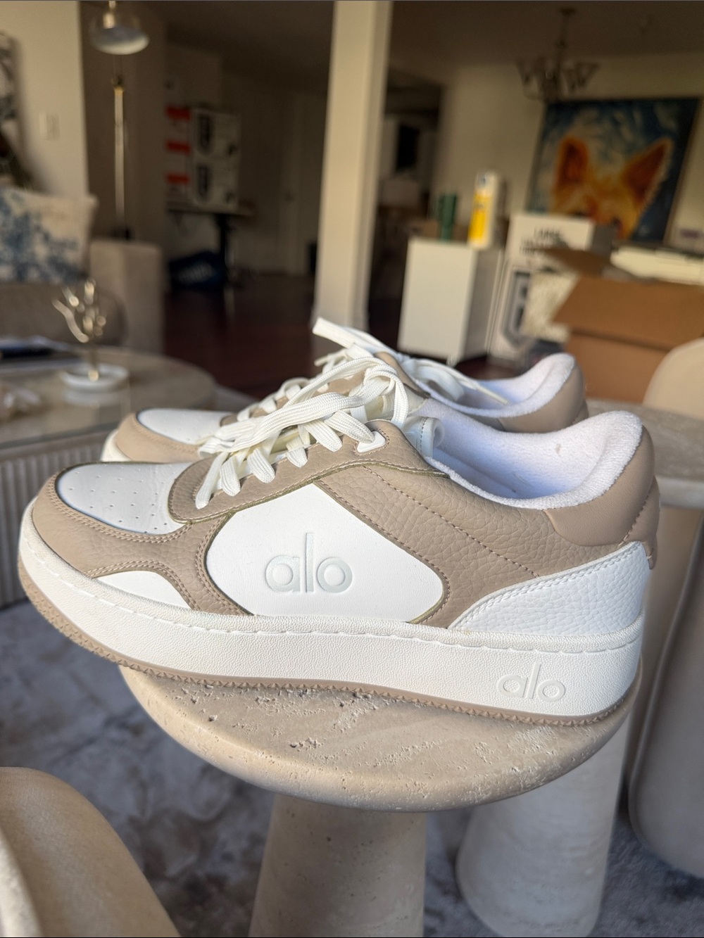 ALO Yoga Beige and White Women's Sneakers.